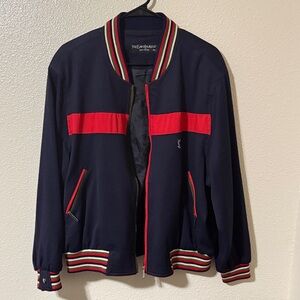 Yves Saint Laurent Men's Jacket in Navy with Red Stripes